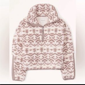 Abercrombie Sherpa Utility Half Zip Sherpa Sweater size S